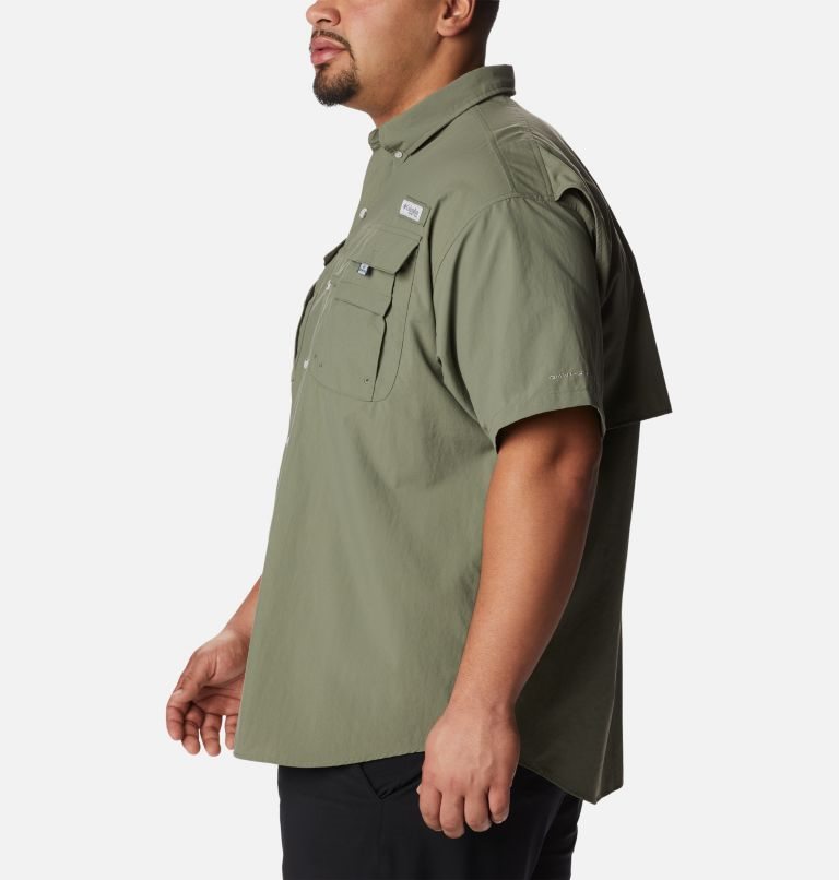 Men's Columbia PFG Bahama II Short Sleeve Shirts Olive | Plus Size CA-V46C5